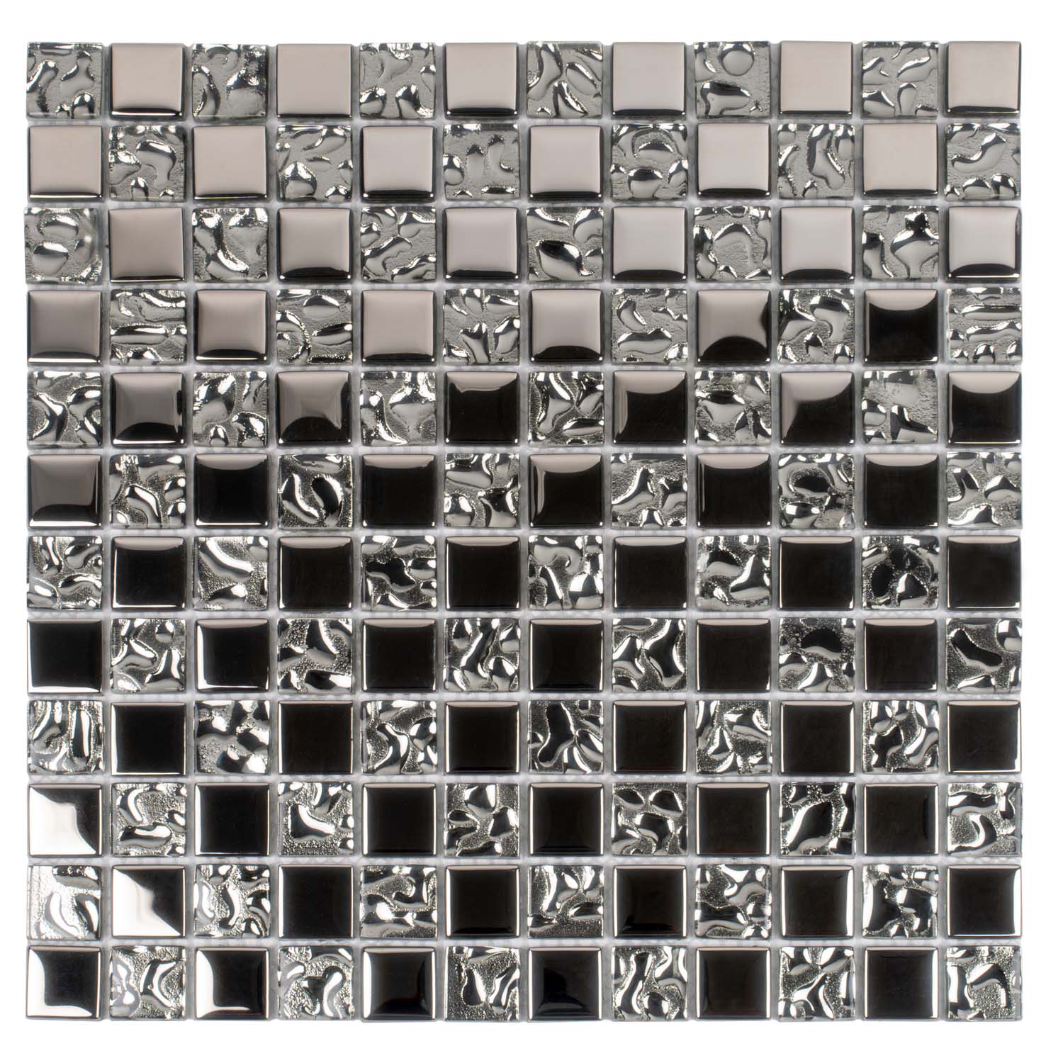 Silver 12x12 Glossy Square Glass Mosaic Tile (5 pack, 4.83 sq ft/case) - Sample