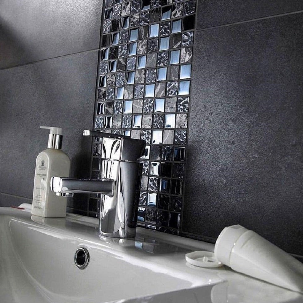 Silver 12x12 Glossy Square Glass Mosaic Tile (5 pack, 4.83 sq ft/case) - Sample
