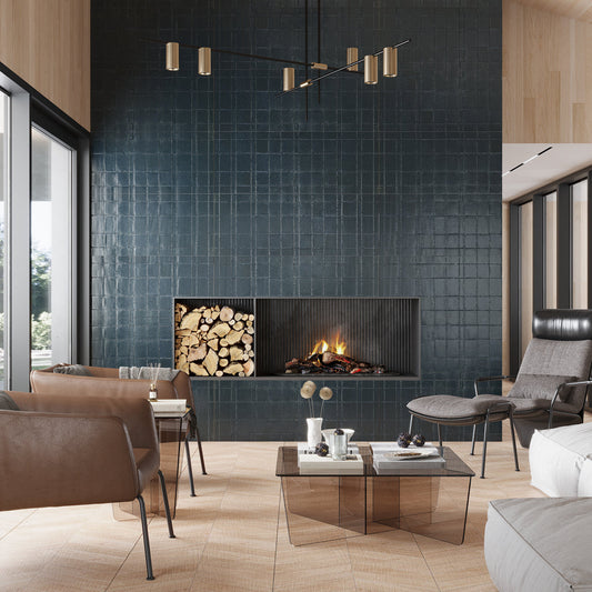 Sample-Maastricht Blue 18x48 Textured Ceramic Large Format Tile (3 pack, 17.23 sq ft/case)