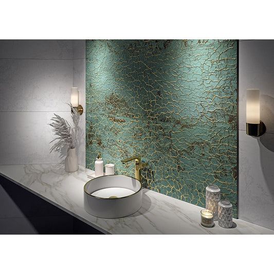 Sample-Viridian Green Gold Vein 18x48 Textured Ceramic Large Format Tile (3 pack, 17.23 sq ft/case)