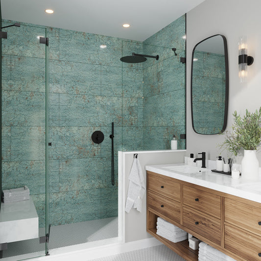 Sample-Viridian Green 18x48 Textured Ceramic Large Format Tile (3 pack, 17.23 sq ft/case)