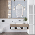 Matte pearl white large format ceramic wall tile 18x48 inches in bathroom setting