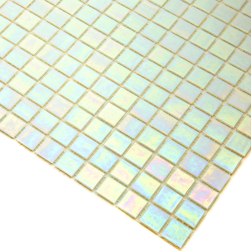 20-pack Nacreous 12 in. x 12 in. Glossy Cotton White Glass Mosaic Wall and Floor Tile (20 sq ft/case)