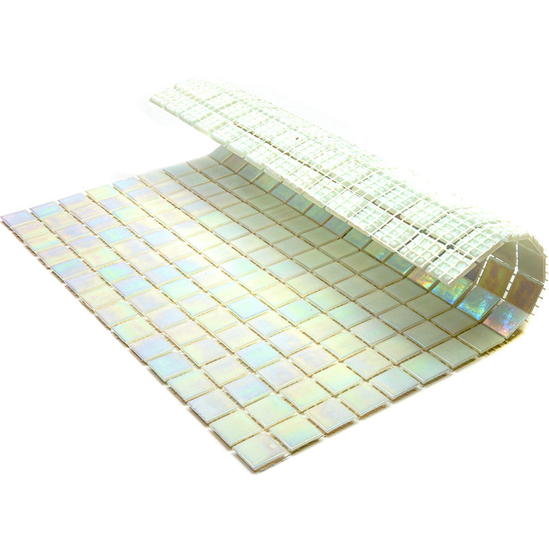 20-pack Nacreous 12 in. x 12 in. Glossy Cotton White Glass Mosaic Wall and Floor Tile (20 sq ft/case)