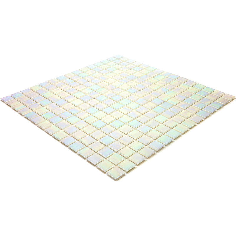 20-pack Nacreous 12 in. x 12 in. Glossy Cotton White Glass Mosaic Wall and Floor Tile (20 sq ft/case)