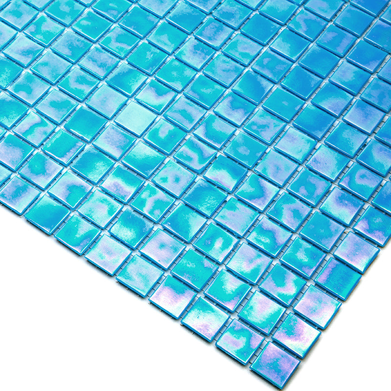 20-pack Nacreous 12 in. x 12 in. Glossy Turquoise Blue Glass Mosaic Wall and Floor Tile (20 sq ft/case)