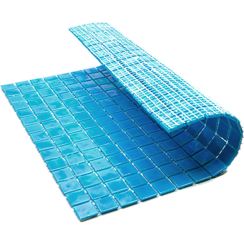 20-pack Nacreous 12 in. x 12 in. Glossy Turquoise Blue Glass Mosaic Wall and Floor Tile (20 sq ft/case)