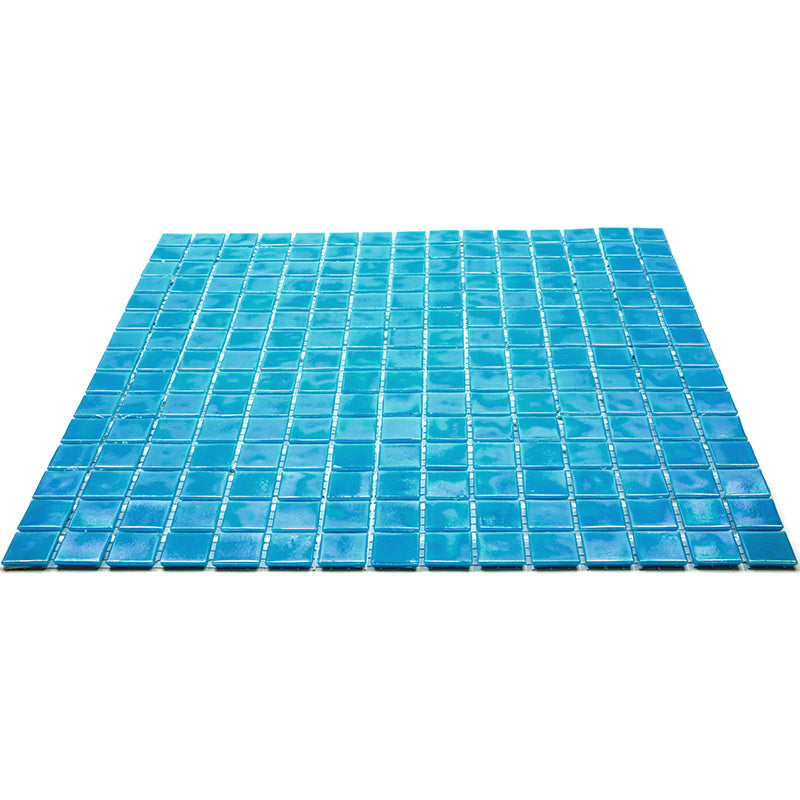 20-pack Nacreous 12 in. x 12 in. Glossy Turquoise Blue Glass Mosaic Wall and Floor Tile (20 sq ft/case)