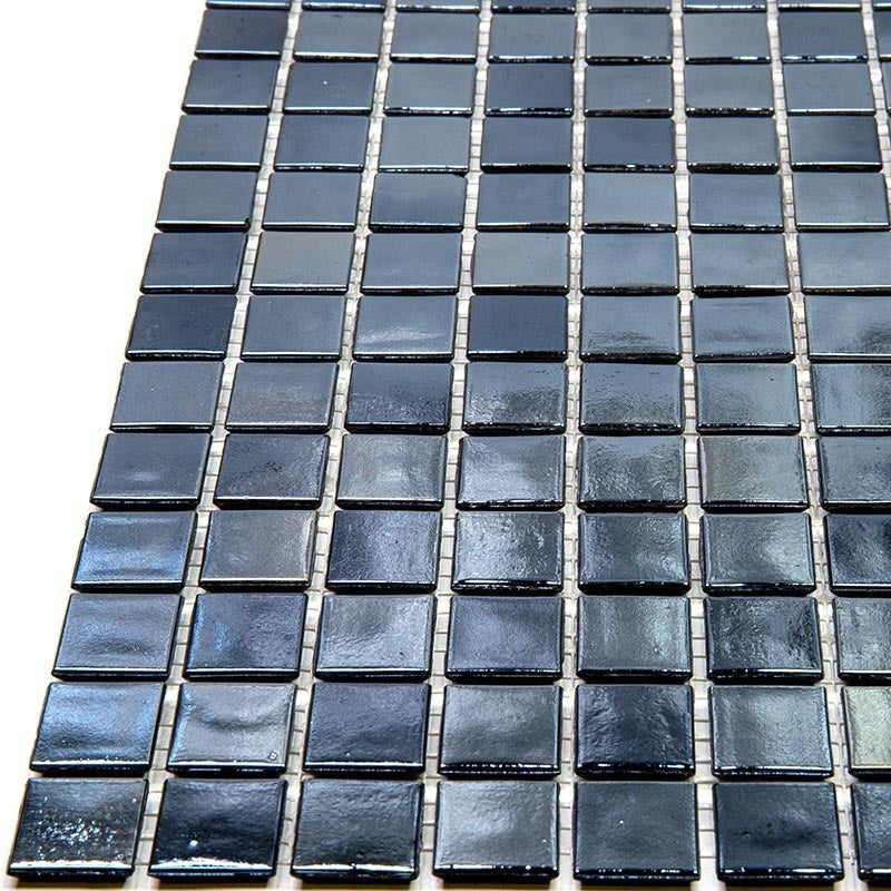 Shimmer Black 12x12 Glossy Uniform Square Glass Mosaic Tile (20 pack, 20 sq ft/case) - Sample