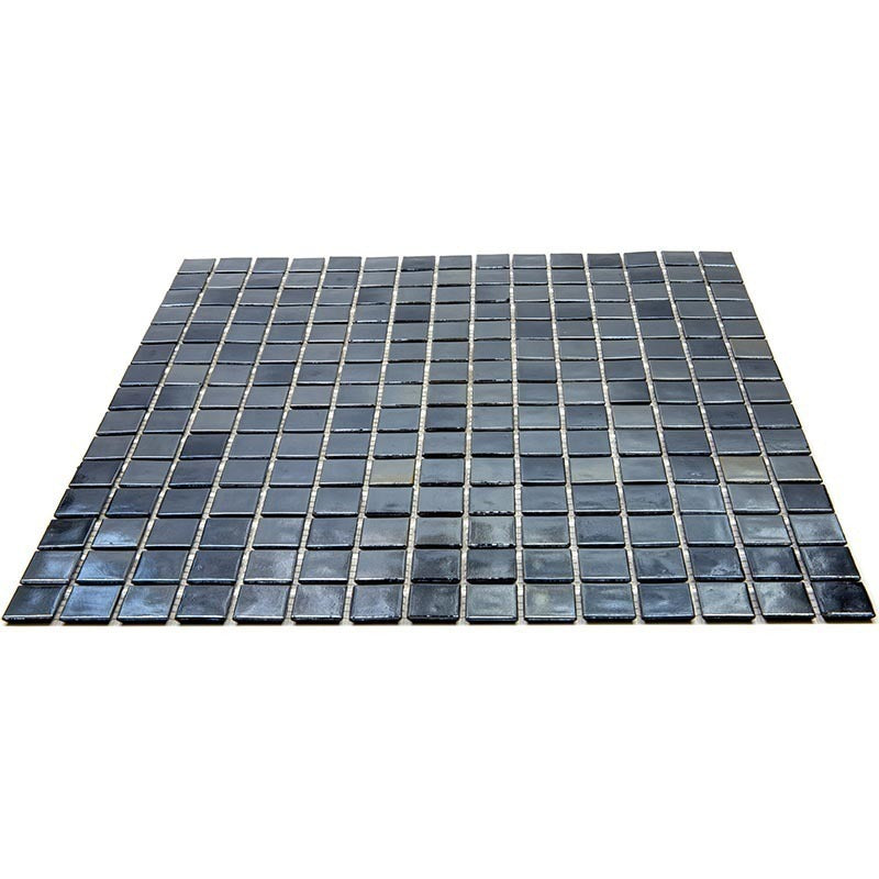 Shimmer Black 12x12 Glossy Uniform Square Glass Mosaic Tile (20 pack, 20 sq ft/case) - Sample