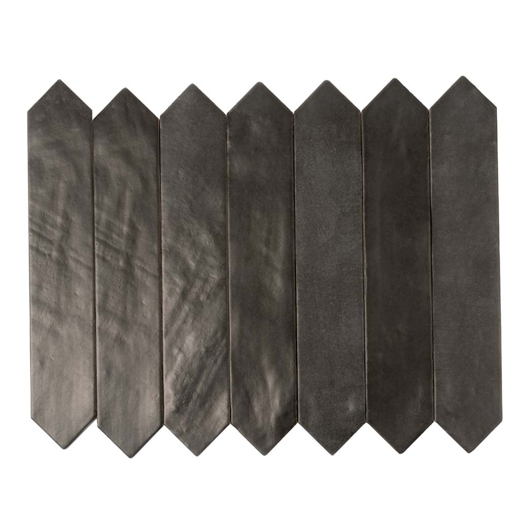 Black 2x10 Matte Picket Ceramic Tile (23 pack, 2.37 sq ft/case) - Sample
