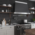 matte black ceramic picket tile backsplash with elongated hexagon shape in kitchen wall setting