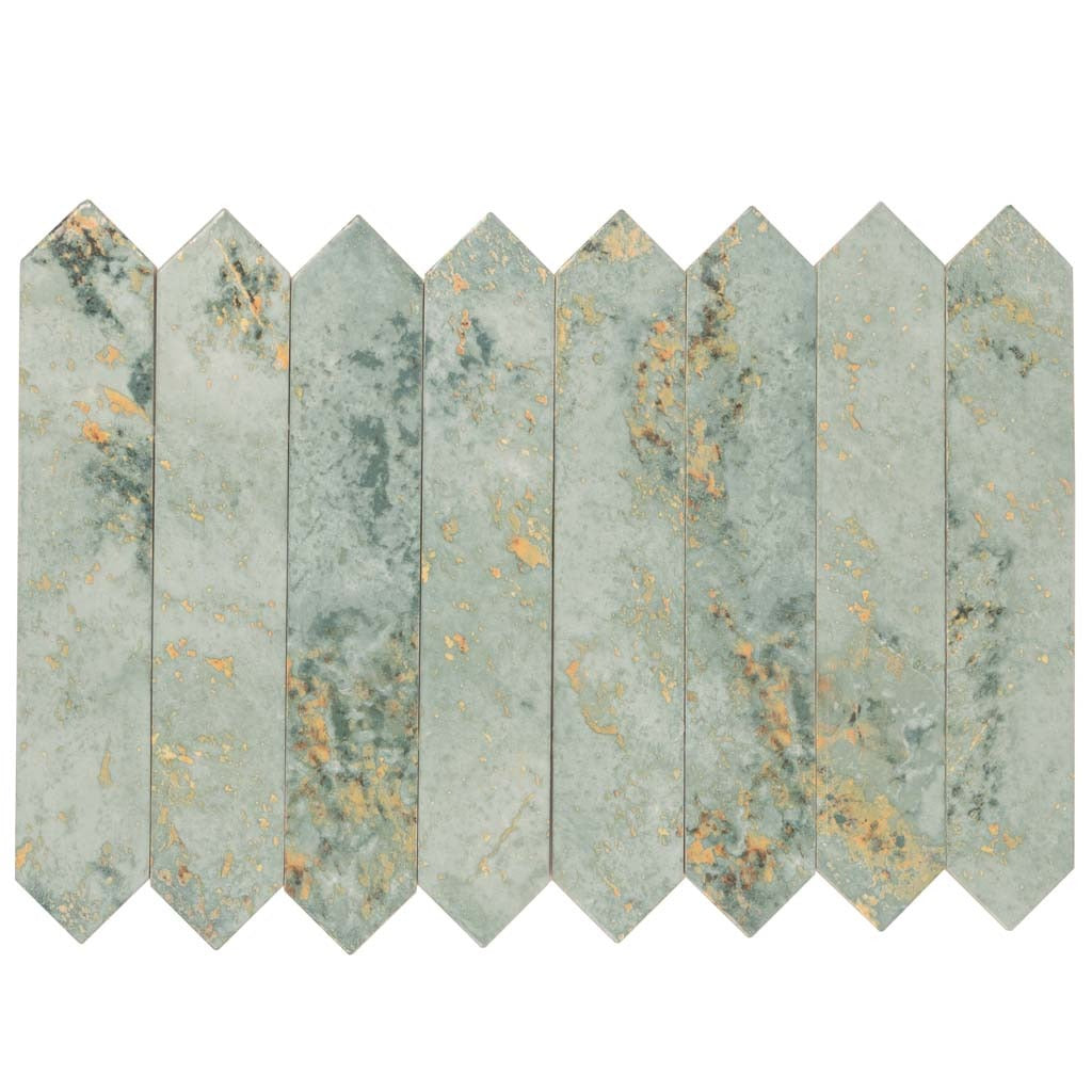 Moss Green 2x10 Glossy Picket Ceramic Tile (23 pack, 2.37 sq ft/case) - Sample