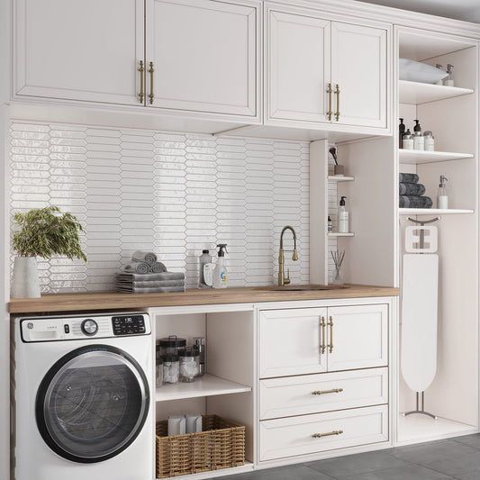 Cotton White 2x10 Glossy Picket Ceramic Tile (23 pack, 2.37 sq ft/case) - Sample