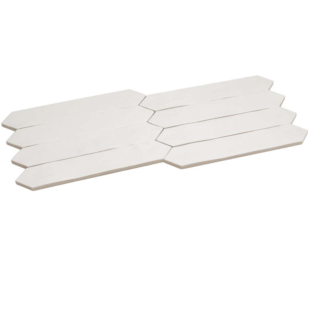 23 pack Festa 1.7 in. x 9.6 in. Matte White Ceramic Picket Wall and Floor Tile (2.37 sq ft/case) - Sample
