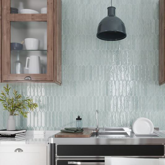 Pistachio Green 2x10 Glossy Picket Ceramic Tile (23 pack, 2.37 sq ft/case) - Sample