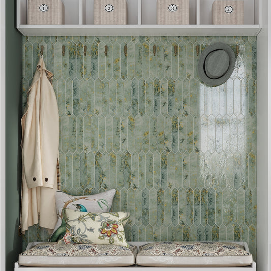 Moss Green 2x10 Glossy Picket Ceramic Tile (23 pack, 2.37 sq ft/case)