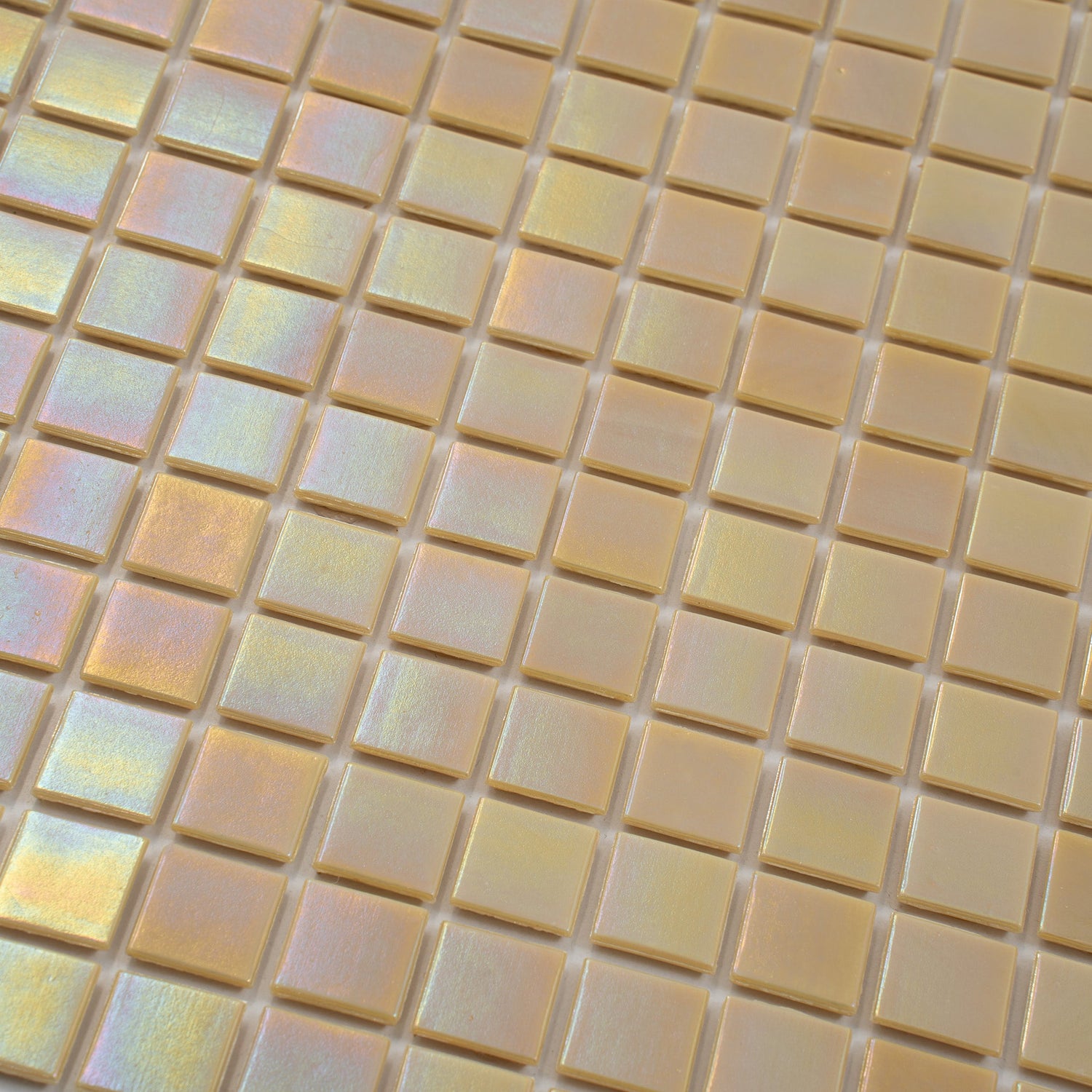 Beige 12x12 Uniform Square Glossy Glass Mosaic Tile (20 pack, 20 sq ft/case) - Sample