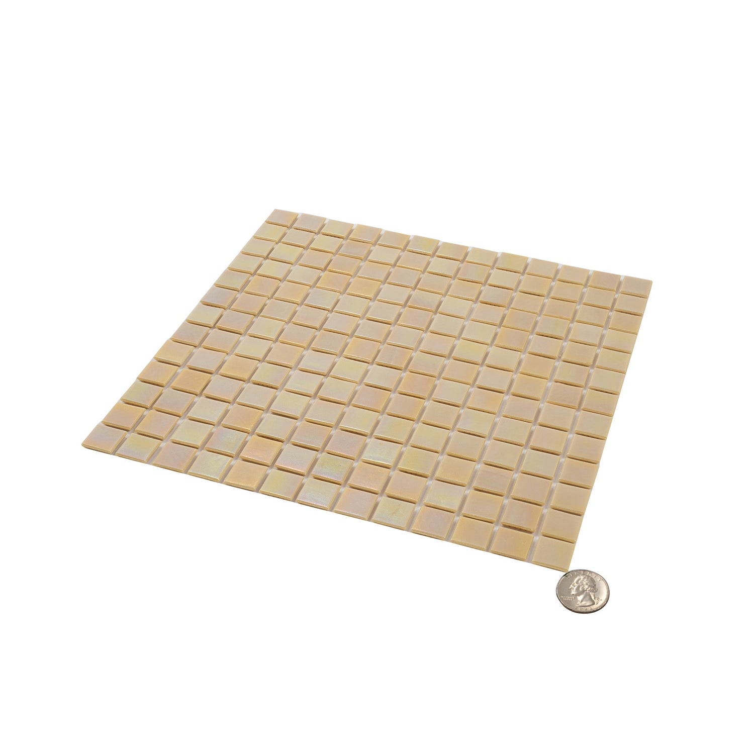 Beige 12x12 Uniform Square Glossy Glass Mosaic Tile (20 pack, 20 sq ft/case) - Sample