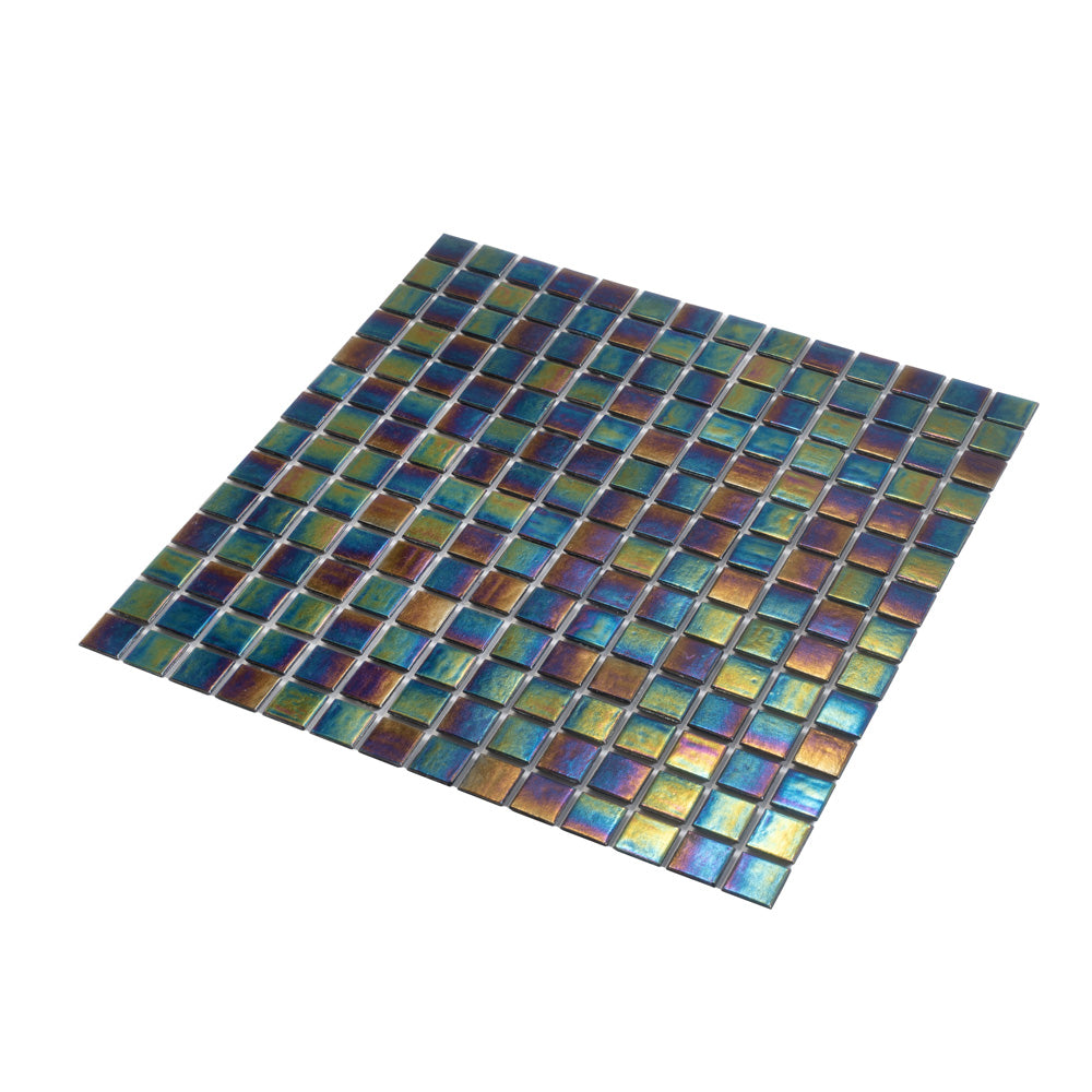 Black Iridescence 12x12 Glossy Uniform Square Glass Mosaic Tile (20 pack, 20 sq ft/case) - Sample