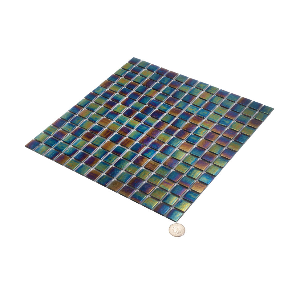 Black Iridescence 12x12 Glossy Uniform Square Glass Mosaic Tile (20 pack, 20 sq ft/case) - Sample
