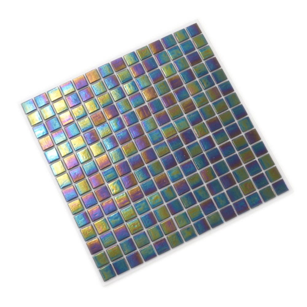Black Iridescence 12x12 Glossy Uniform Square Glass Mosaic Tile (20 pack, 20 sq ft/case) - Sample