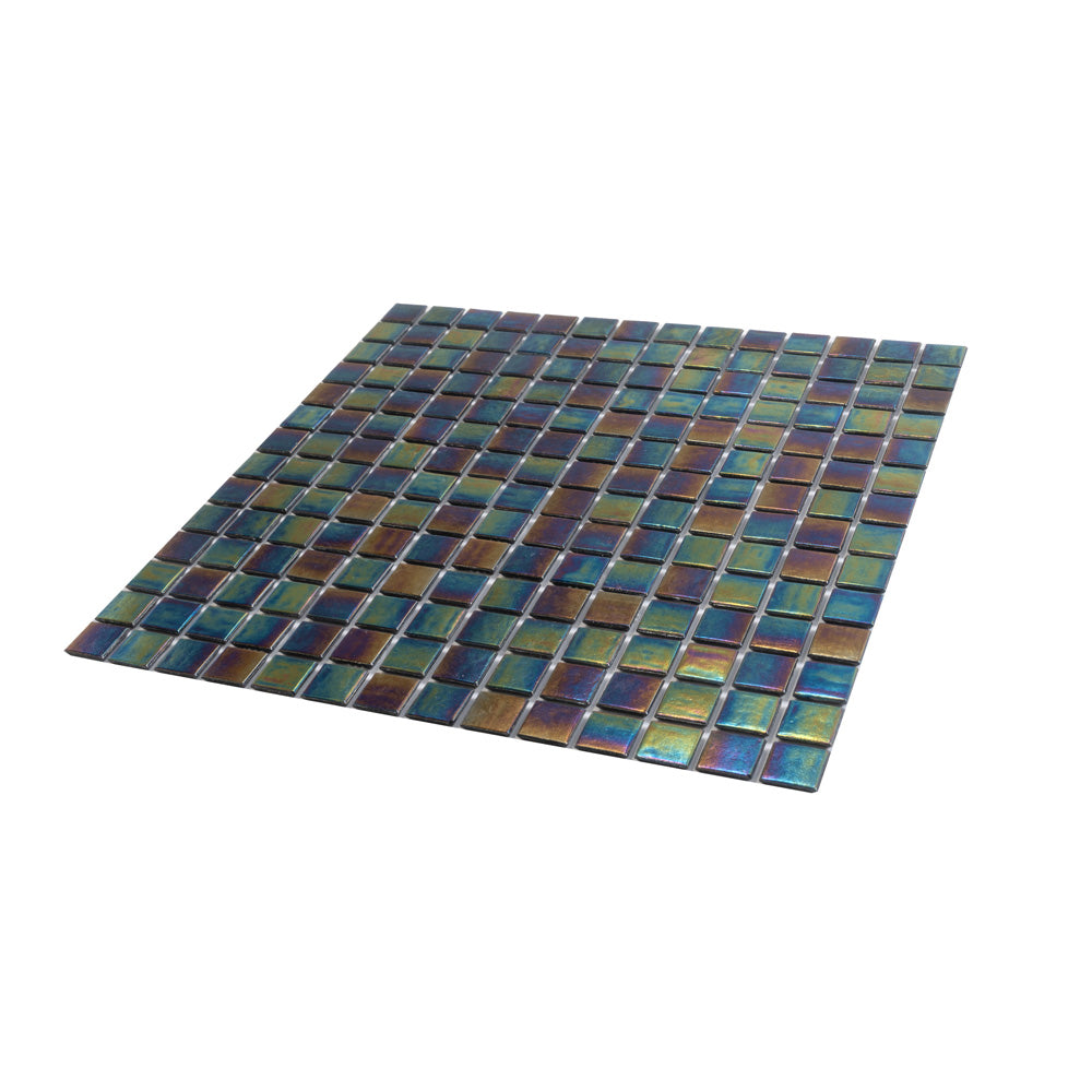Black Iridescence 12x12 Glossy Uniform Square Glass Mosaic Tile (20 pack, 20 sq ft/case) - Sample
