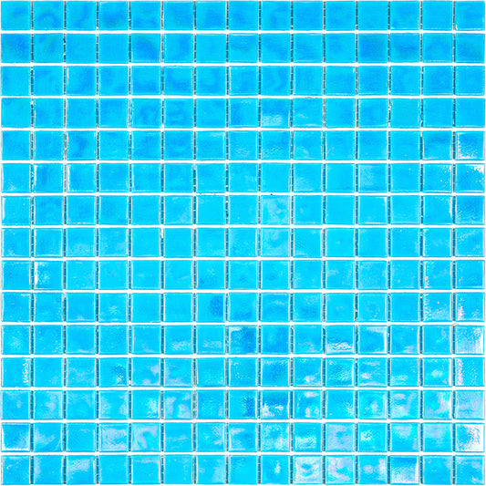 Turquoise Blue Glossy Glass Mosaic Tile