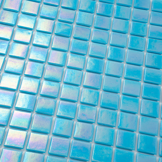 20-pack Nacreous 12 in. x 12 in. Glossy Turquoise Blue Glass Mosaic Wall and Floor Tile (20 sq ft/case)