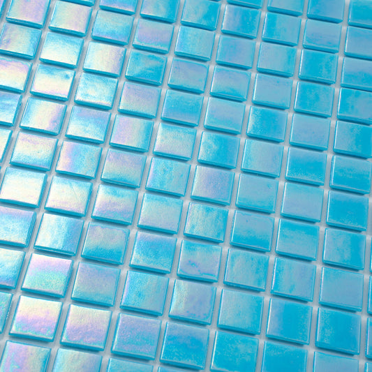 Sample-Turquoise Blue 12x12 Glossy Uniform Square Glass Mosaic Tile (20 pack, 20 sq ft/case)