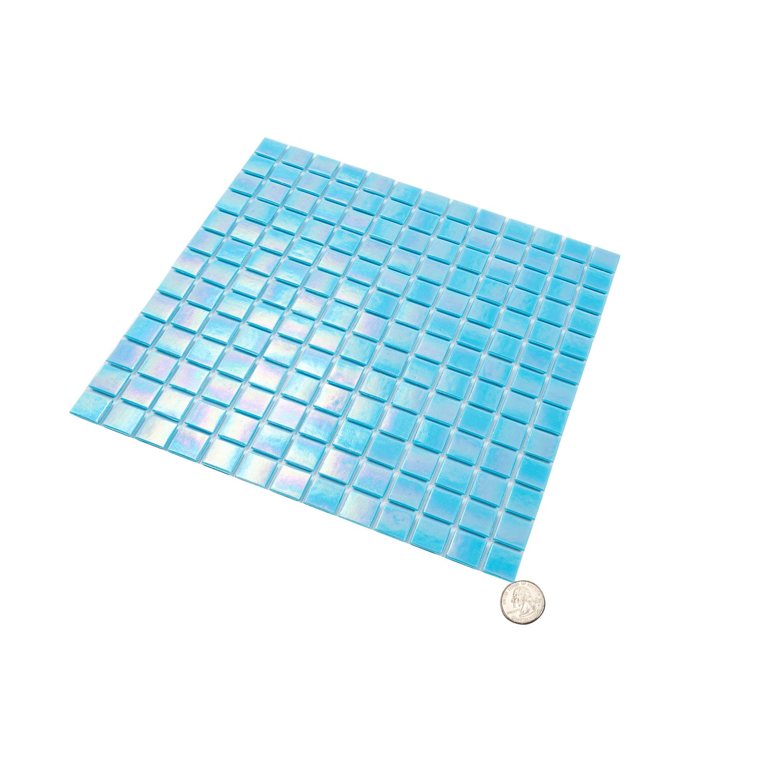 Turquoise Blue 12x12 Glossy Uniform Square Glass Mosaic Tile (20 pack, 20 sq ft/case) - Sample