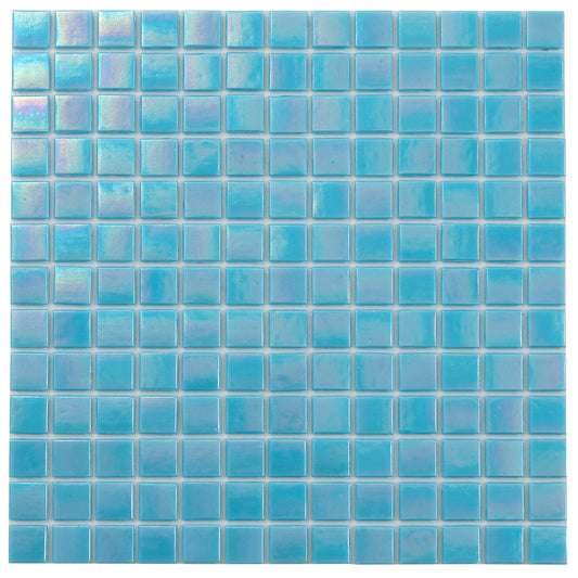 20-pack Nacreous 12 in. x 12 in. Glossy Turquoise Blue Glass Mosaic Wall and Floor Tile (20 sq ft/case)