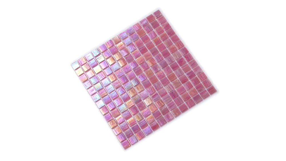 20-pack Nacreous 12 in. x 12 in. Glossy Punch Pink Glass Mosaic Wall and Floor Tile (20 sq ft/case) - Sample