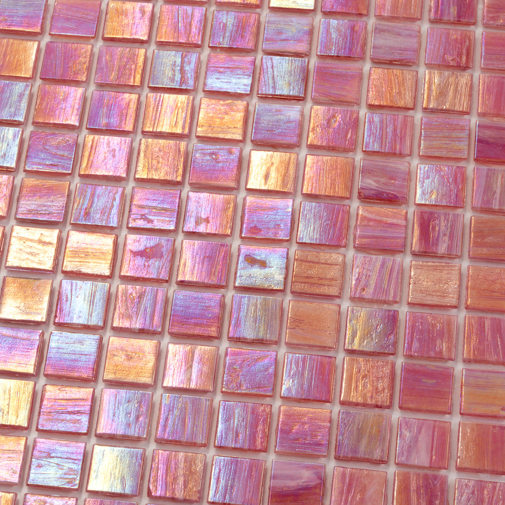 20-pack Nacreous 12 in. x 12 in. Glossy Punch Pink Glass Mosaic Wall and Floor Tile (20 sq ft/case) - Sample