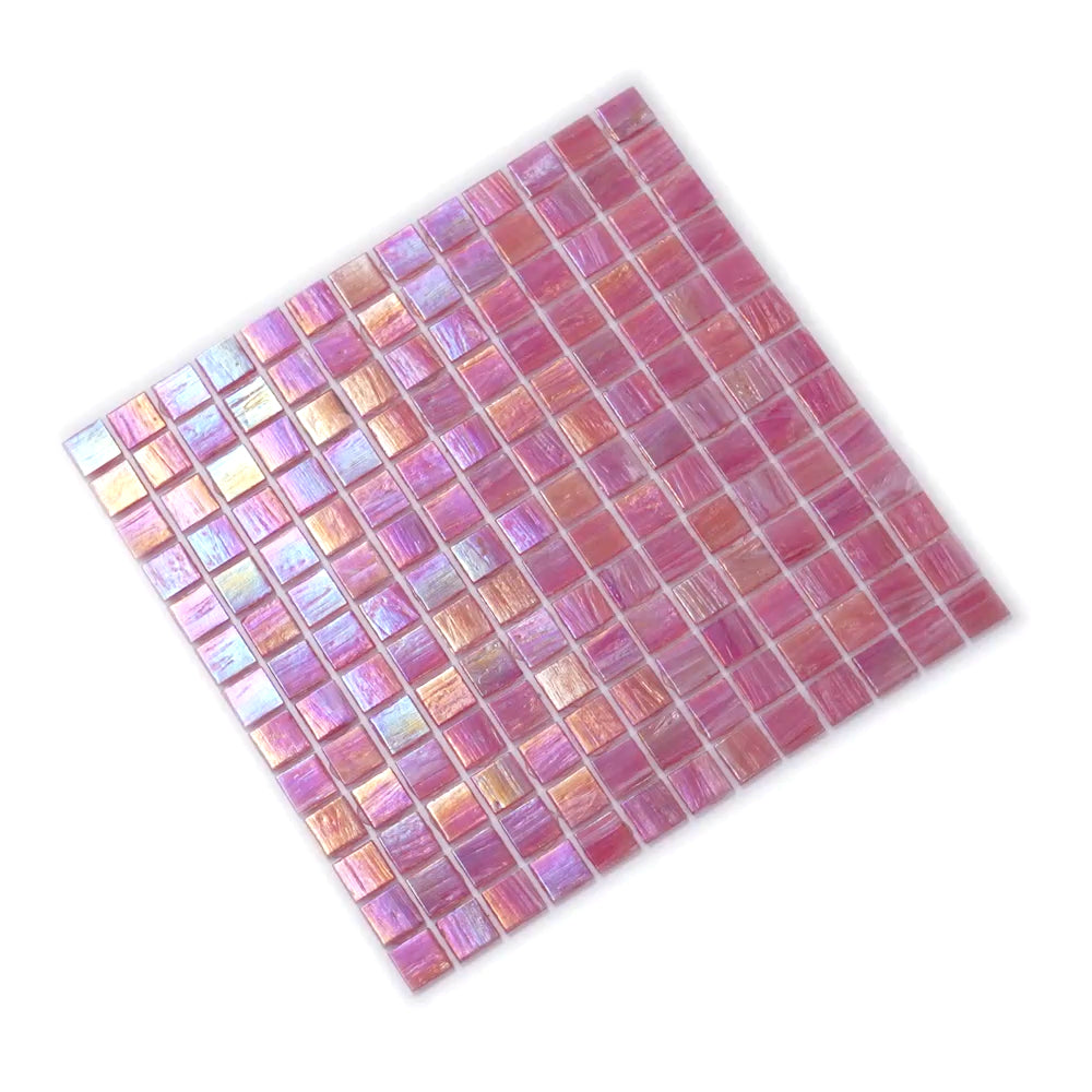 20-pack Nacreous 12 in. x 12 in. Glossy Punch Pink Glass Mosaic Wall and Floor Tile (20 sq ft/case) - Sample