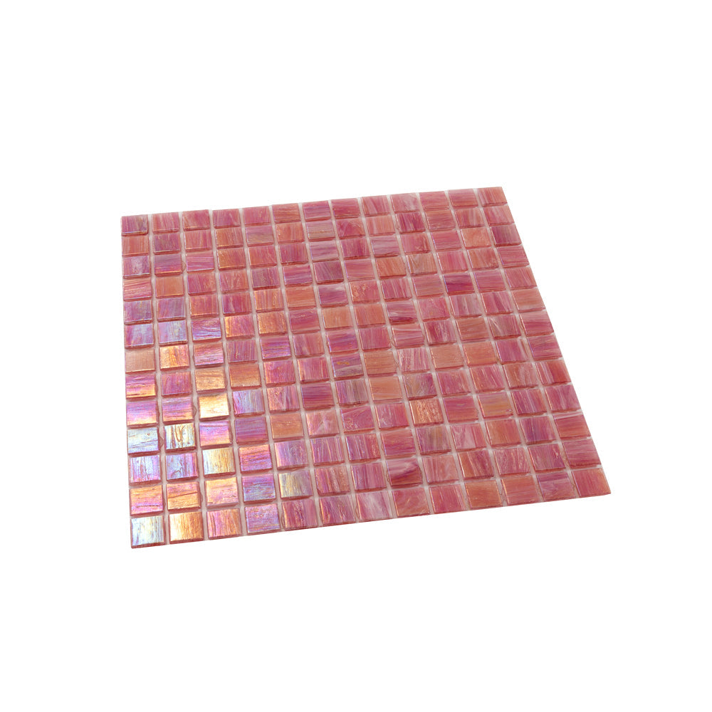 20-pack Nacreous 12 in. x 12 in. Glossy Punch Pink Glass Mosaic Wall and Floor Tile (20 sq ft/case) - Sample