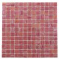 Glossy punch pink 12x12 glass mosaic tile sheet with uniform square pieces for walls and floors