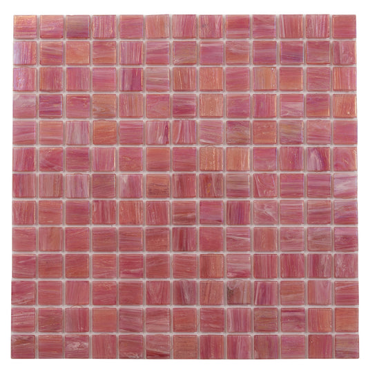 20-pack Nacreous 12 in. x 12 in. Glossy Punch Pink Glass Mosaic Wall and Floor Tile (20 sq ft/case)