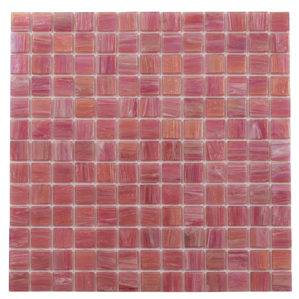 20-pack Nacreous 12 in. x 12 in. Glossy Punch Pink Glass Mosaic Wall and Floor Tile (20 sq ft/case) - Sample
