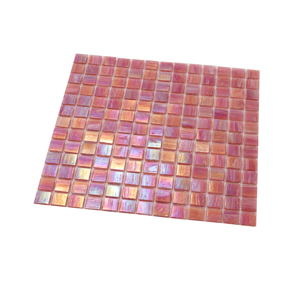 20-pack Nacreous 12 in. x 12 in. Glossy Punch Pink Glass Mosaic Wall and Floor Tile (20 sq ft/case) - Sample