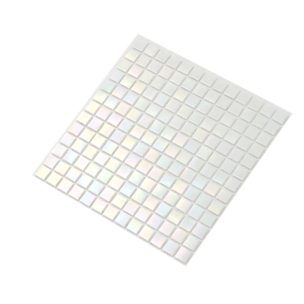 20-pack Nacreous 12 in. x 12 in. Glossy Cotton White Glass Mosaic Wall and Floor Tile (20 sq ft/case)