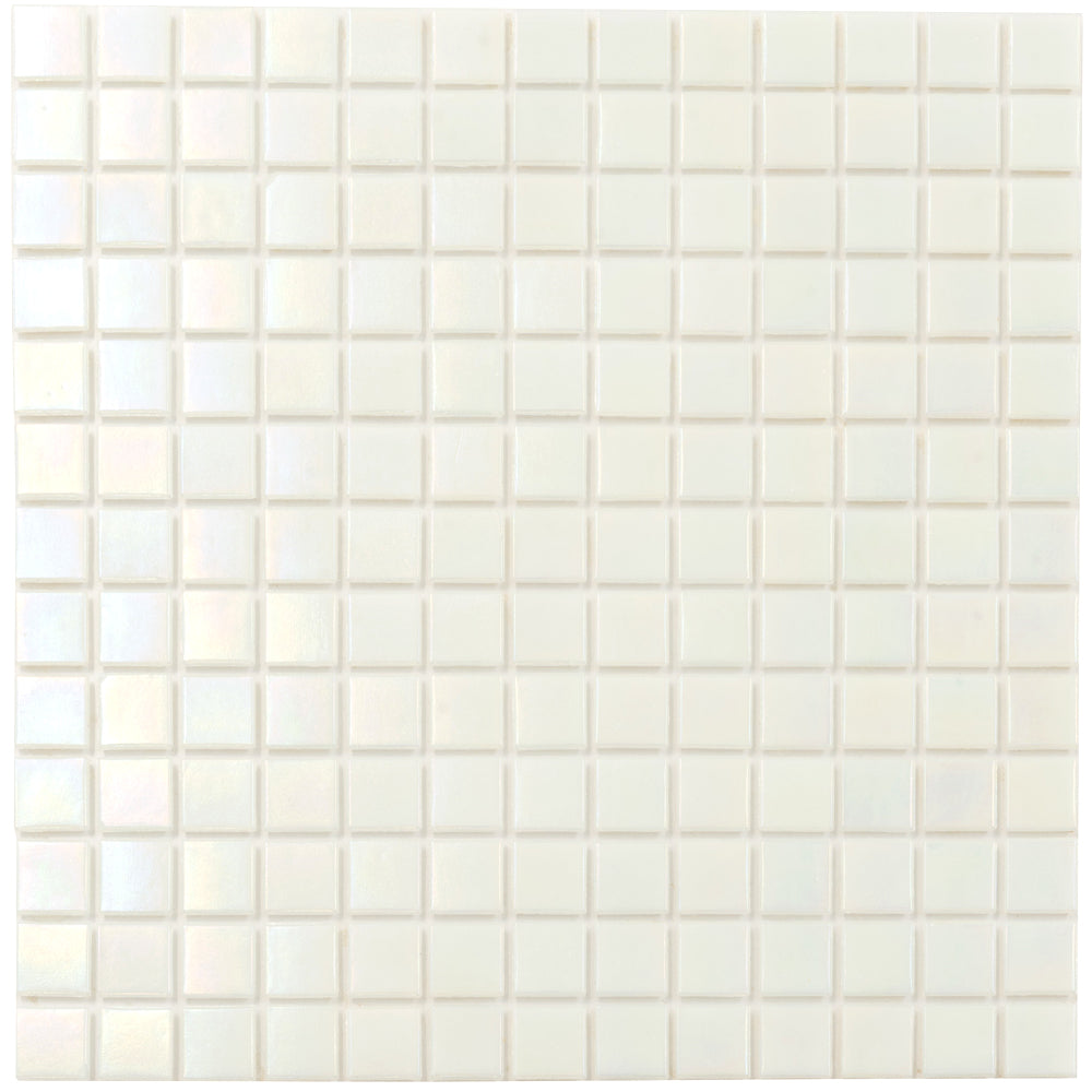 20-pack Nacreous 12 in. x 12 in. Glossy Cotton White Glass Mosaic Wall and Floor Tile (20 sq ft/case)