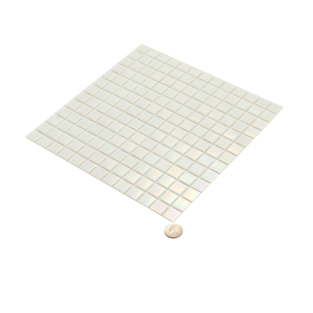 20-pack Nacreous 12 in. x 12 in. Glossy Cotton White Glass Mosaic Wall and Floor Tile (20 sq ft/case)