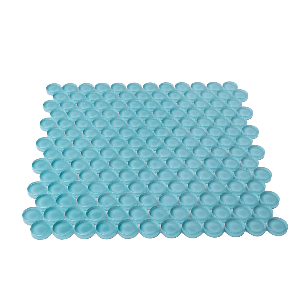 Sky Blue 12x12 Glossy Penny Round Glass Mosaic Tile (5 pack, 5 sq ft/case) - Sample