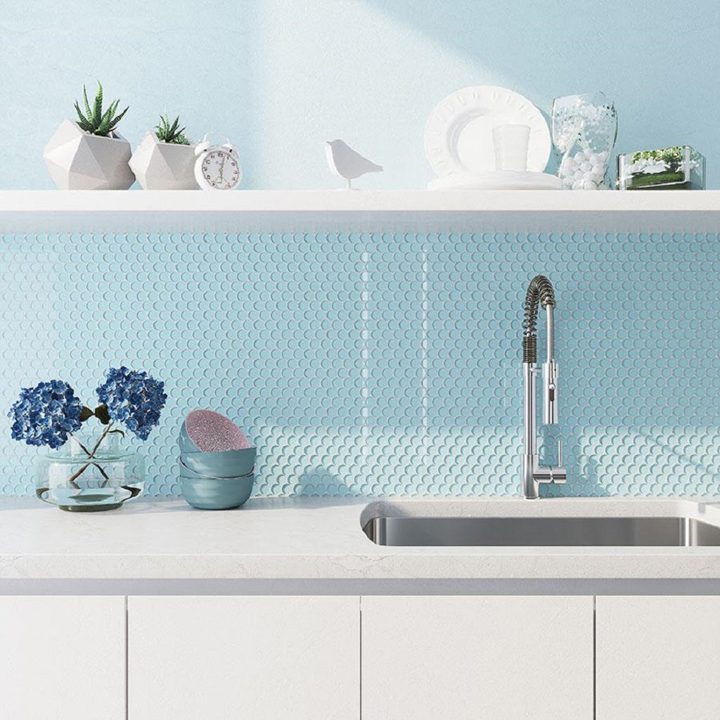 12x12 Sky Blue Mosaic Tiles