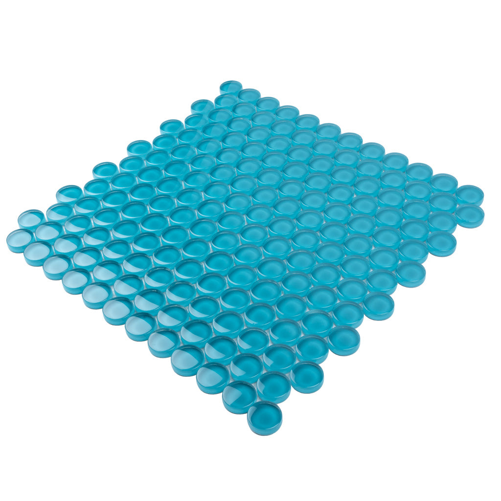 Sapphire Blue 12x12 Glossy Penny Round Glass Mosaic Tile (5 pack, 5 sq ft/case) - Sample