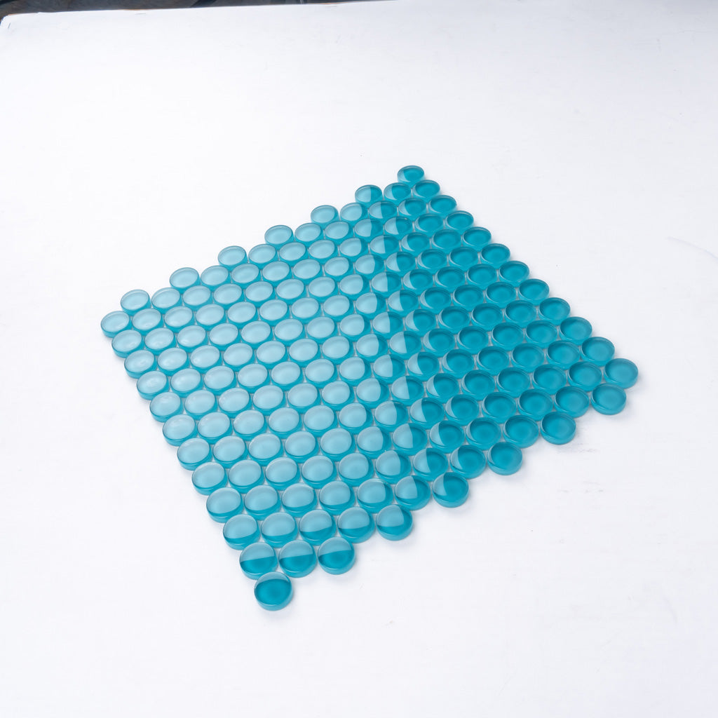 Sapphire Blue 12x12 Glossy Penny Round Glass Mosaic Tile (5 pack, 5 sq ft/case) - Sample