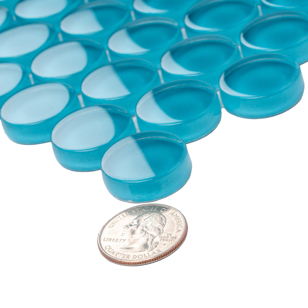 Sapphire Blue 12x12 Glossy Penny Round Glass Mosaic Tile (5 pack, 5 sq ft/case) - Sample