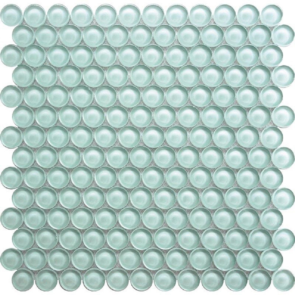 5 pack Blizzard Blue 12-in x 12-in Penny Round Polished Glass Mosaic Tile (5 Sq ft/Case) - Sample