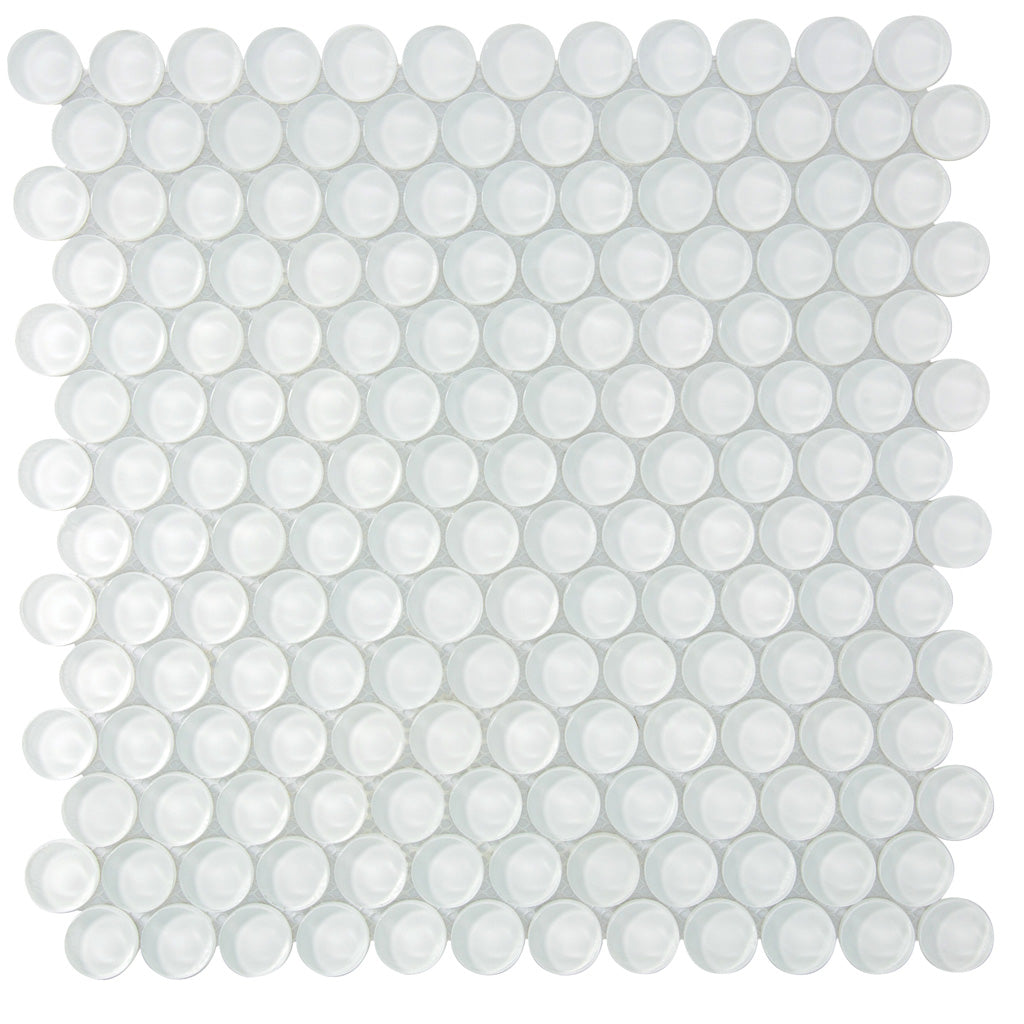 12x12 White Penny Glass Tile